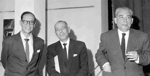 Pedro García Cabrera (derecha) Emeterio Gutiérrez Albelo (izquierda) y Luis Álvarez Cruz (centro)